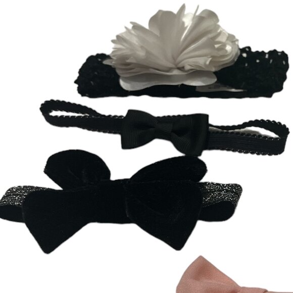 Lot of 7 Infant Headbands White Pink Orange Green Polka Dot Black Velvet - Picture 3 of 5